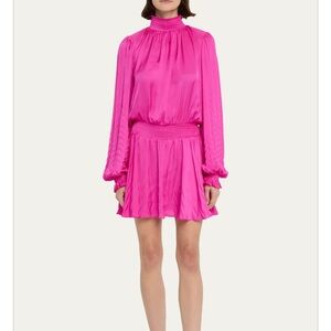 RAMY BROOK Sawyer Chevron-Pleated Mini Dress, M